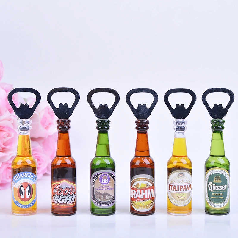 Factory Custom New Personality Logo Keychain Magnetic Beer Shape Fridge Sticker Mini Metal Stainless Steel Liquid Wall Mount Jar Can Wine Opener Bottle Opener